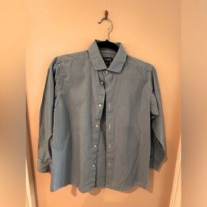 Boys button down dress shirts Chaps in light blue and white pin stripes